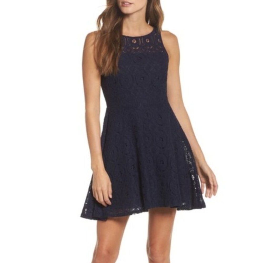 BB Dakota women 8 Renley lace fit & flare mini dress sleeveless dark Fairy‎ hoco